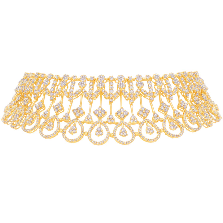 19.51CTW Rose Cut Diamond Choker Set in 22K Gold