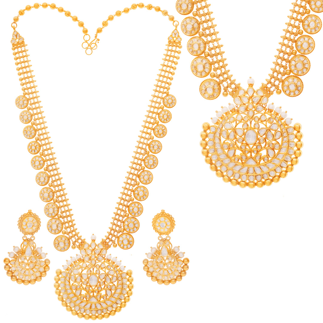 38.20CTW Rose Cut Diamond Antique Paata Haaram in 22K Gold