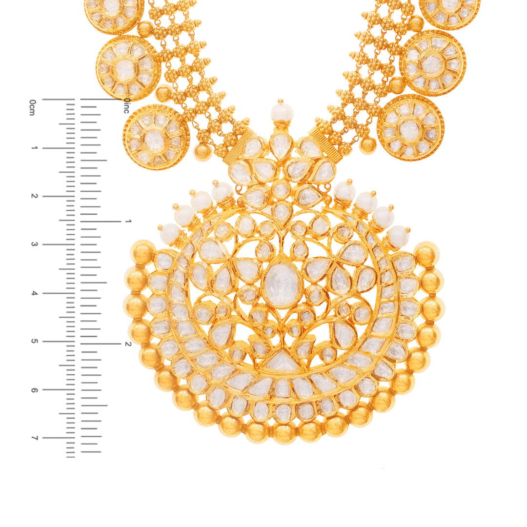 38.20CTW Rose Cut Diamond Antique Paata Haaram in 22K Gold