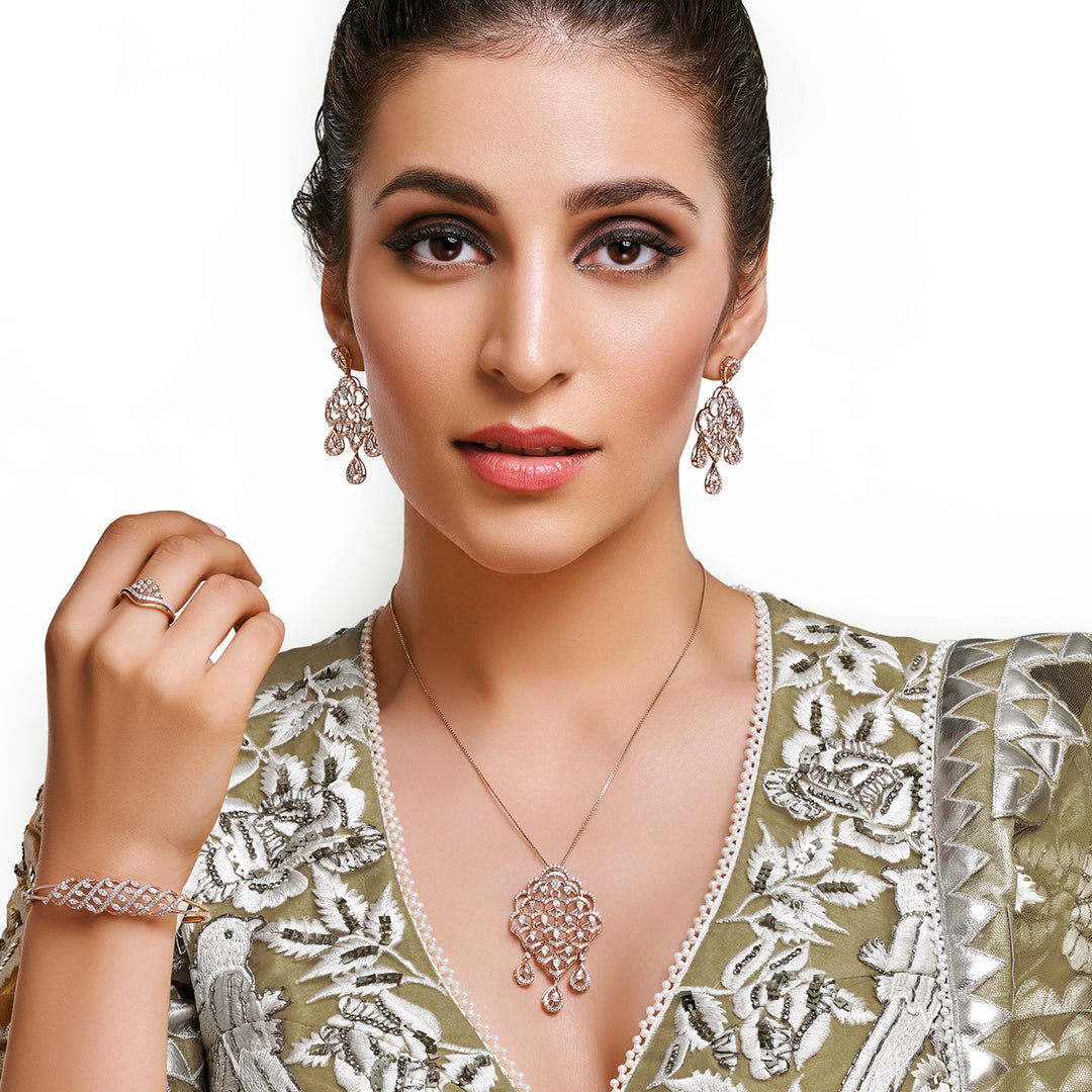 3.84CTW VVS/FG Diamond Pendant Set in 18K Rose Gold