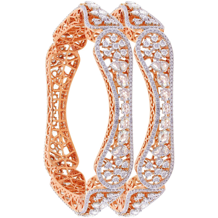 11.47Ct VVS/FG Diamond Set of 2Pcs Bangles in 18K Rose Gold