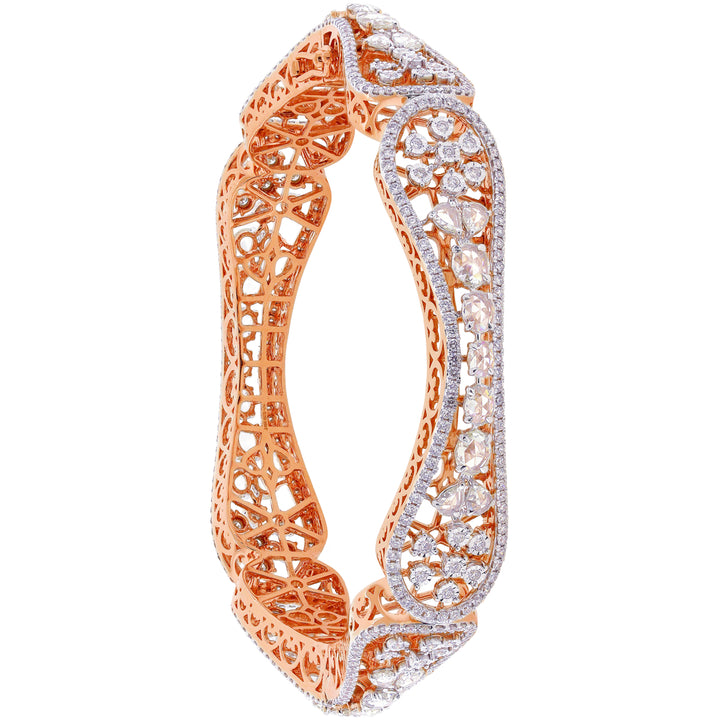 11.47Ct VVS/FG Diamond Set of 2Pcs Bangles in 18K Rose Gold
