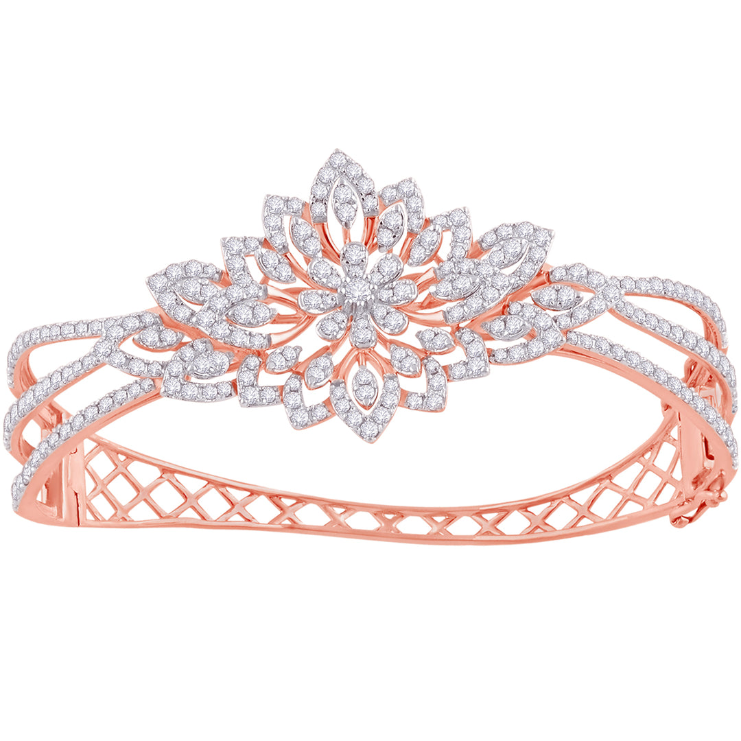 2.86Ct VVS/FG Diamond Bangle Bracelet in 18K Rose Gold