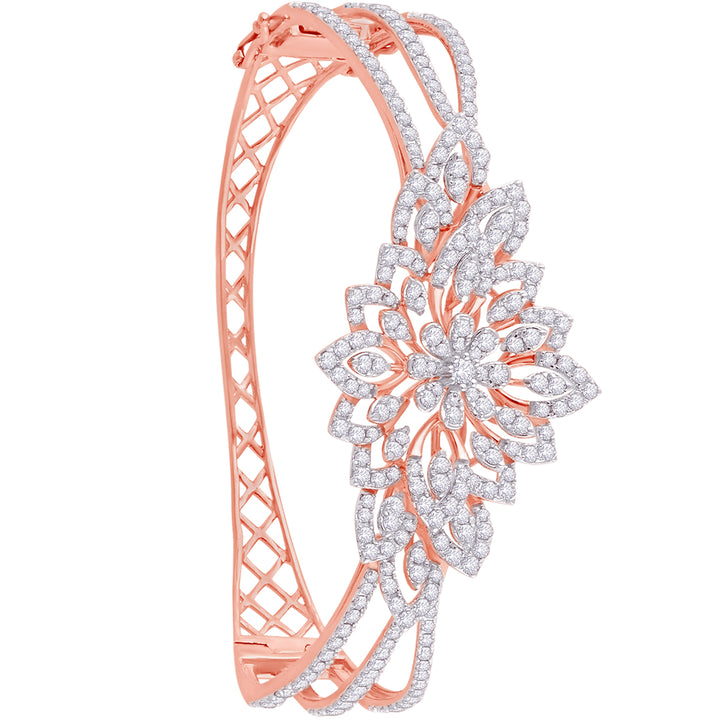 2.86Ct VVS/FG Diamond Bangle Bracelet in 18K Rose Gold