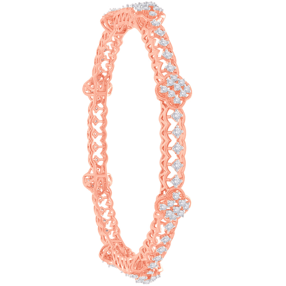 3.84Ct VVS/FG Diamond Set Of 2pcs Bangles in 18K Rose Gold