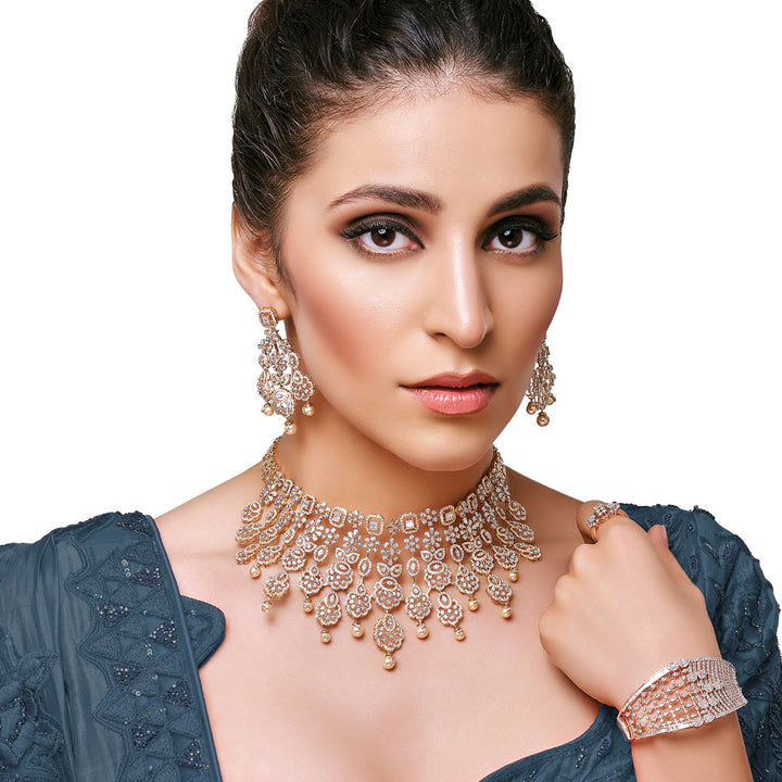 5.05Ct VVS/FG Diamond Bangle Bracelet in 18K Gold