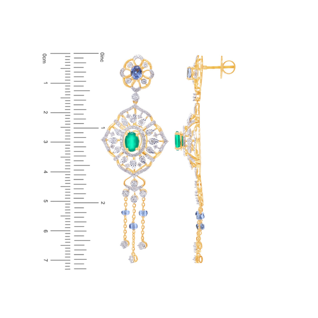 2.52Ct VS/GHI Diamond Patta Haaram With Gemstones in 18K Gold