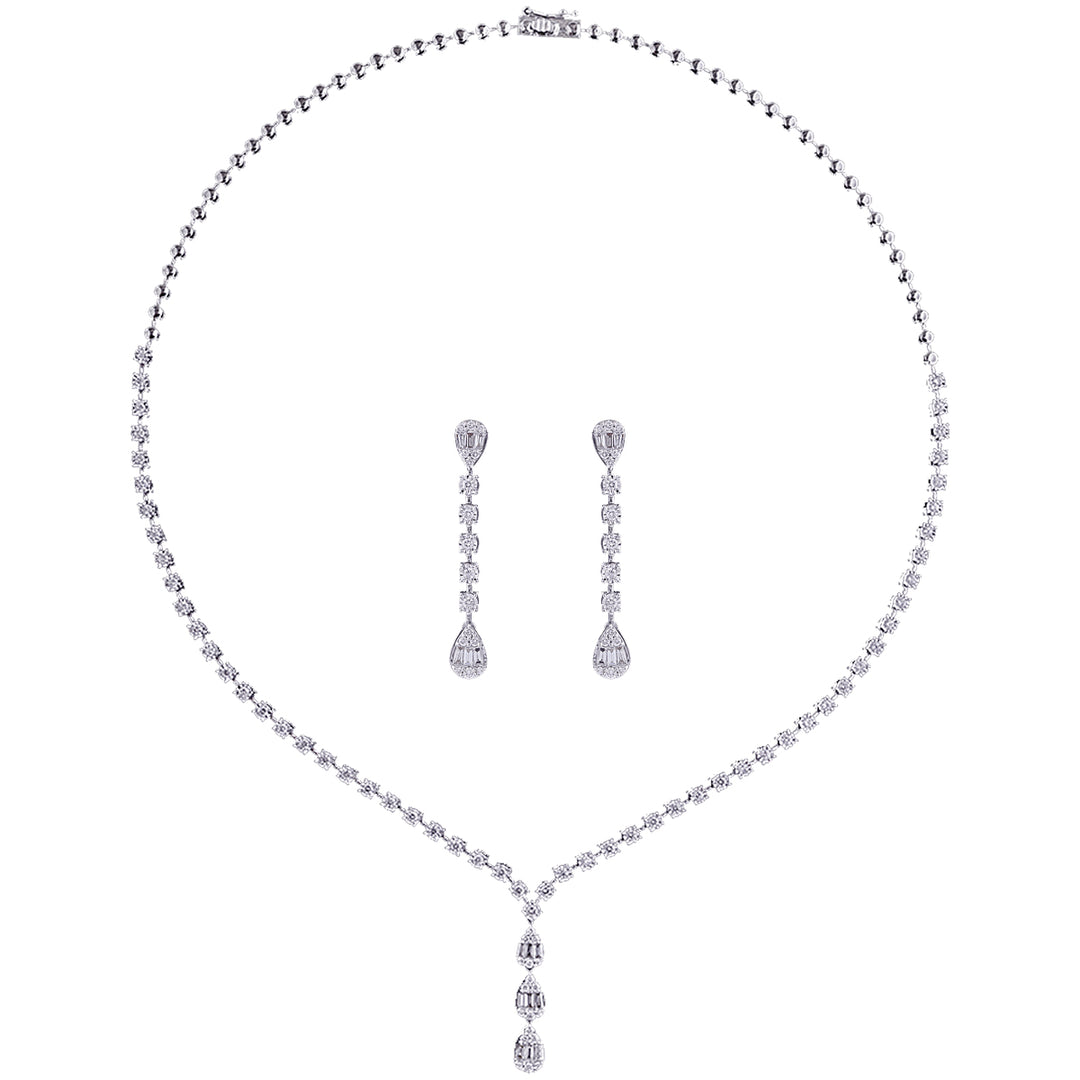 2.00Ct VVS/FG Diamond Necklace Set in 18K White Gold