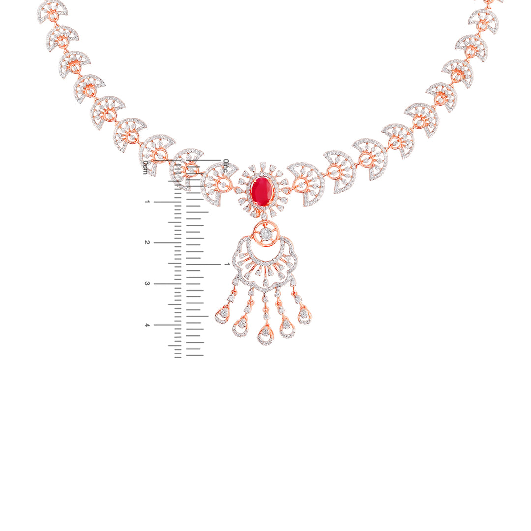 3.55Ct VVS/EF Diamond Necklace With Changable Gemstones in 18K Rose Gold