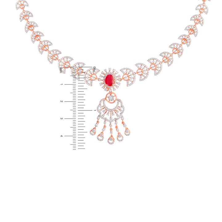 3.55Ct VVS/EF Diamond Necklace With Changable Gemstones in 18K Rose Gold