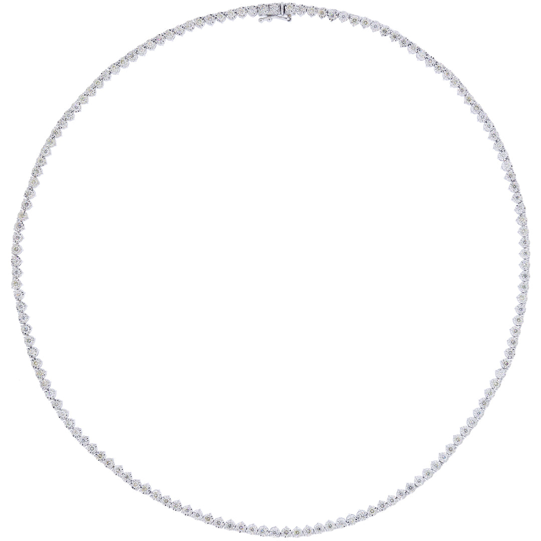 3.81Ct VS-SI/GHI Diamond Tennis Necklace in 18K White Gold
