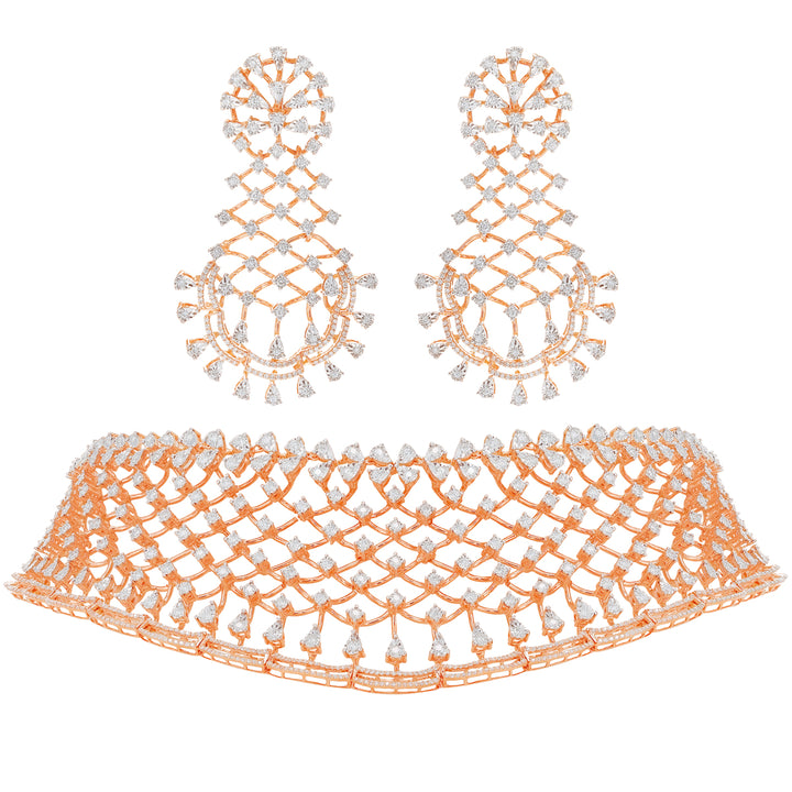 4.09Ct VVS/EF Diamond Choker Set in 18K Rose Gold