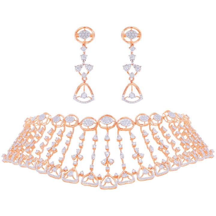 3.09Ct VVS/EF Diamond Choker Set in 18K Rose Gold