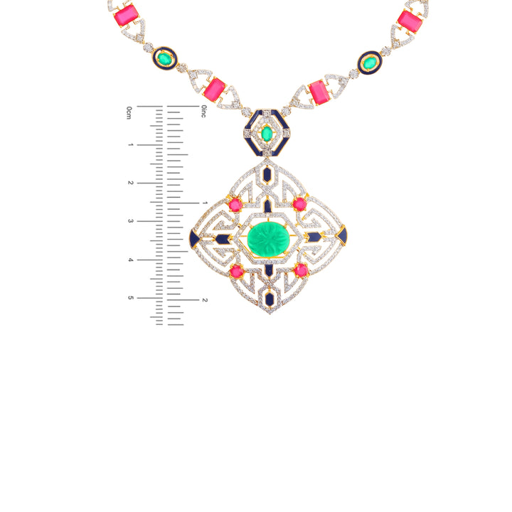 4.76Ct VS/GHI Diamond Patta Haaram With Gemstones in 18K Gold