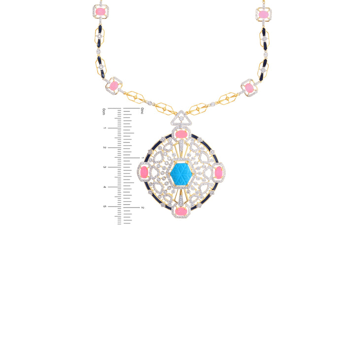 4.01Ct VS/GHI Diamond Patta Haaram With Gemstones in 18K Gold