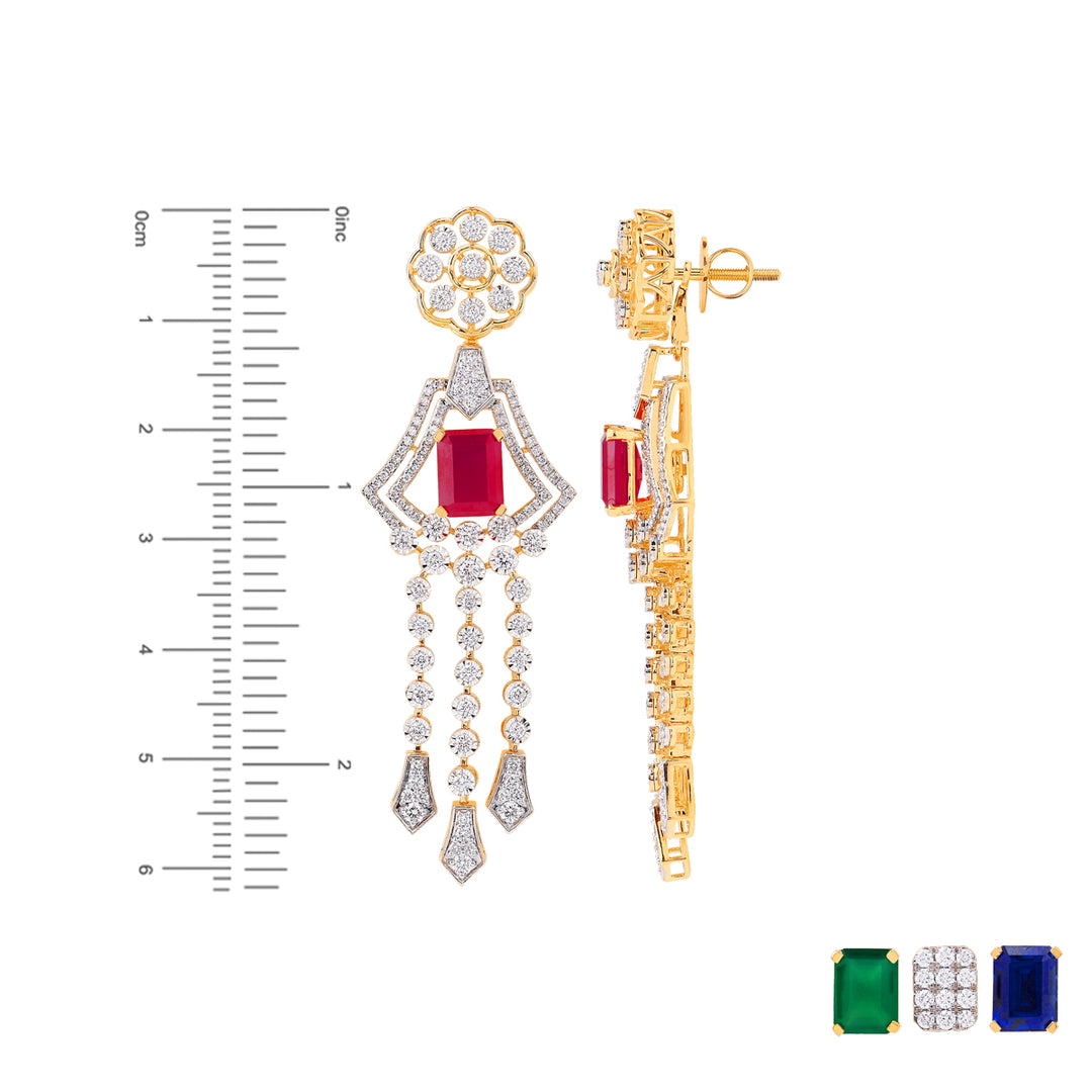 7.27Ct VVS/FG Diamond Necklace Set With Changeable Gemstones in 18K Gold