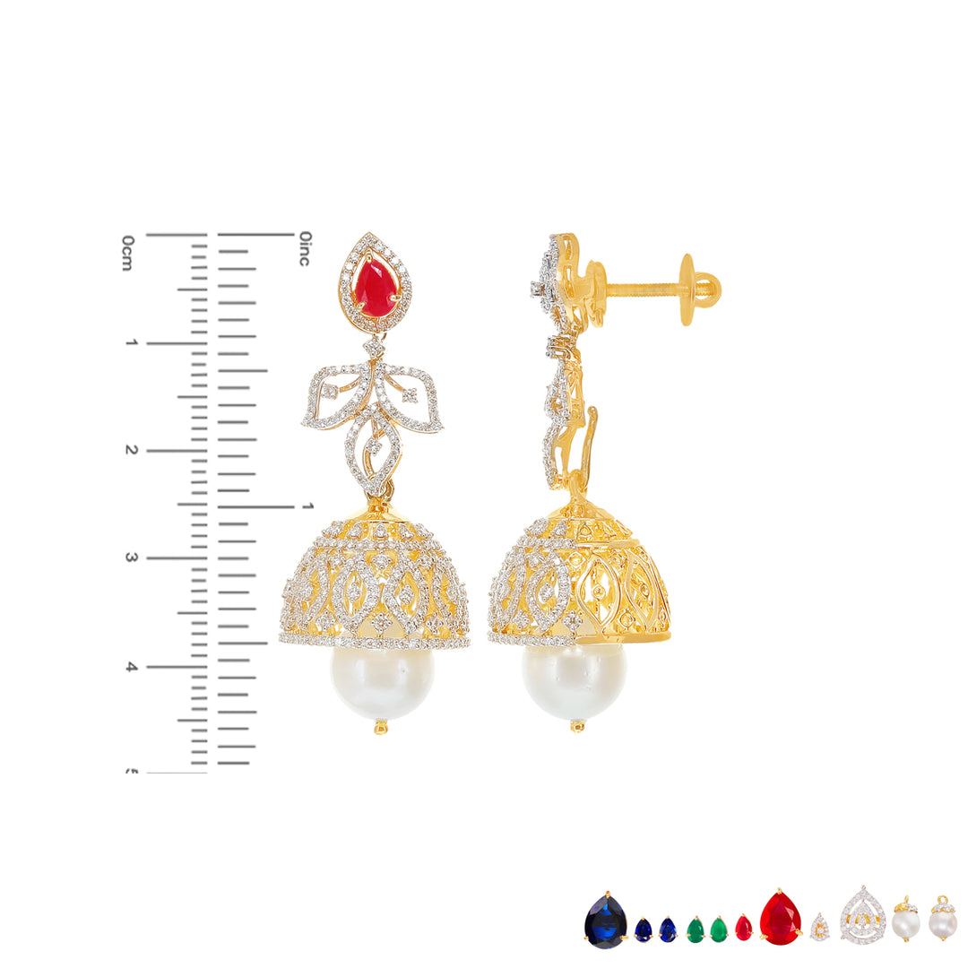 5.21Ct VVS/EF Diamond Necklace Set With Changeable Gemstones in 18K Gold