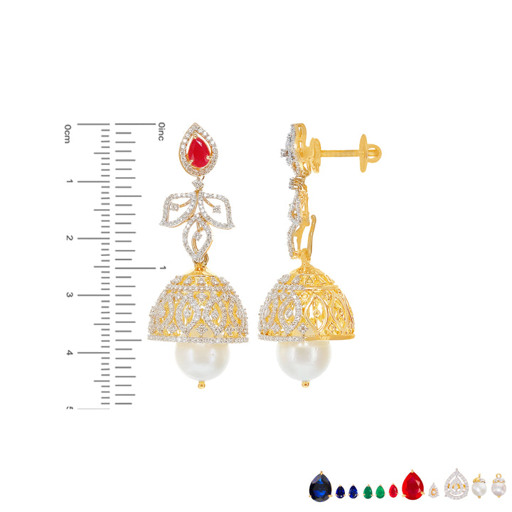 5.21Ct VVS/EF Diamond Necklace Set With Changeable Gemstones in 18K Gold