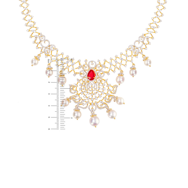 6.97Ct VVS/EF Diamond Necklace Set With Changeable Gemstones in 18K Gold