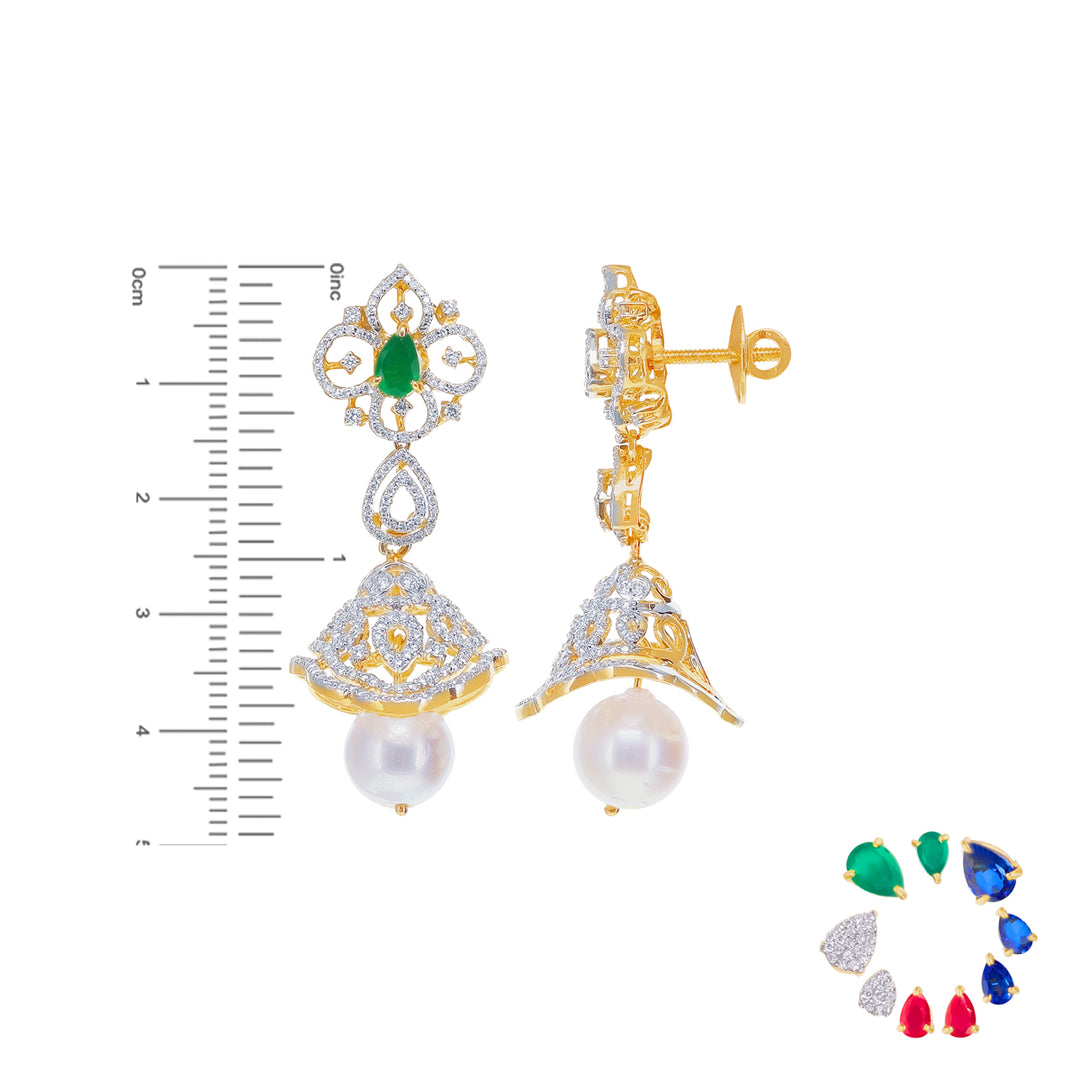 6.97Ct VVS/EF Diamond Necklace Set With Changeable Gemstones in 18K Gold