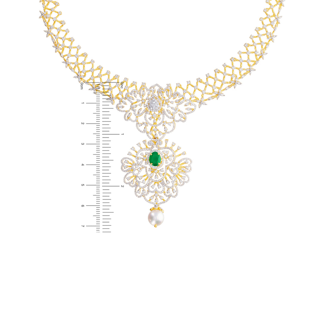 6.61Ct VVS/EF Diamond Necklace Set With Changable Gemstones in 18K Gold