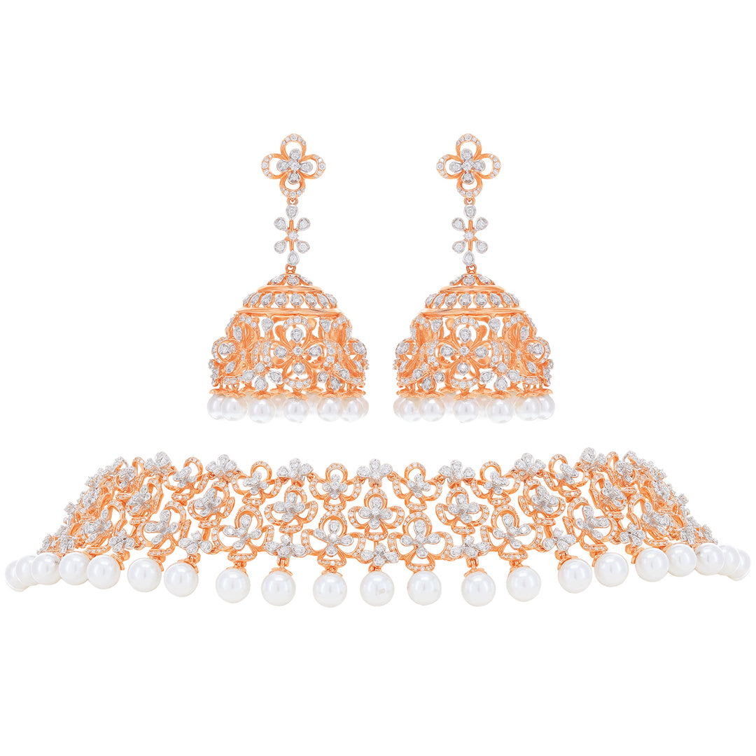 6.38Ct VVS/FG Diamond Choker Set in 18K Rose Gold