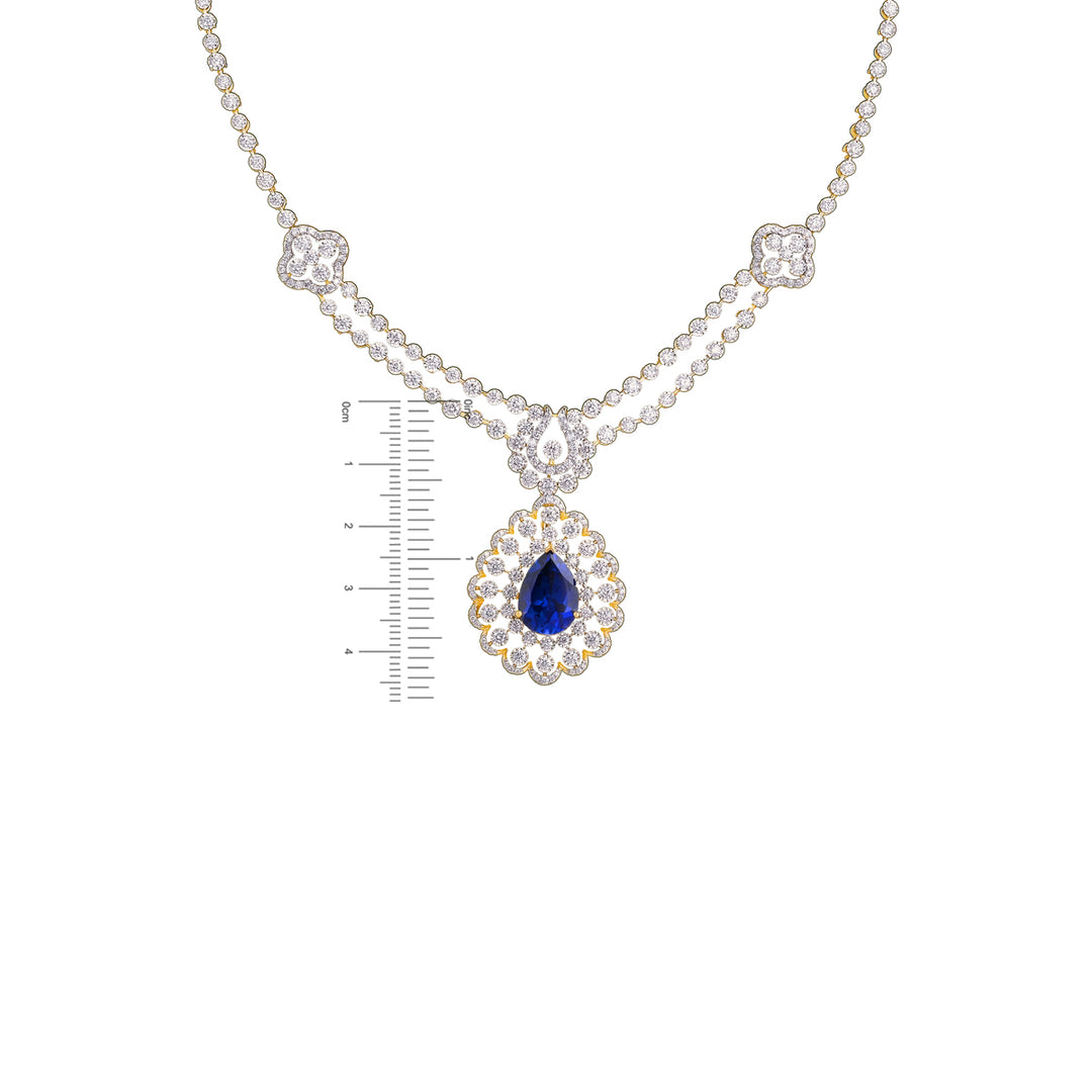 6.87Ct VVS/FG Diamond Necklace Set With Changeable Gemstones in 18K Gold