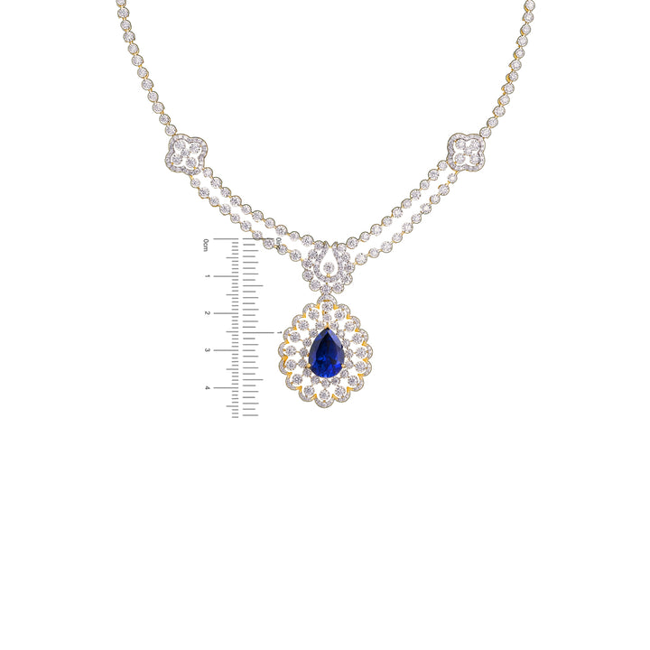 6.87Ct VVS/FG Diamond Necklace Set With Changeable Gemstones in 18K Gold