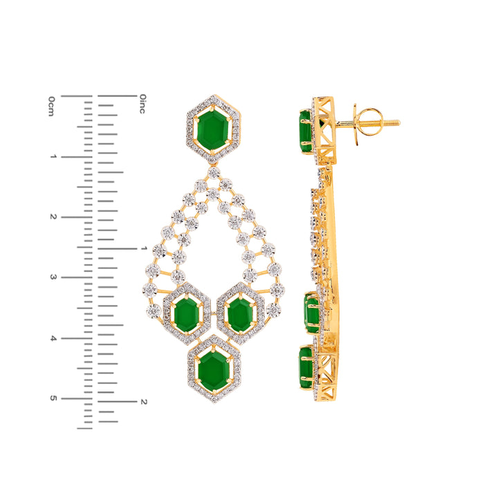 5.10Ct VVS/FG Diamond Necklace Set With Emerald in 18K Gold