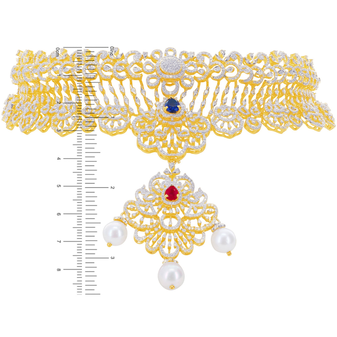 7.58Ct VVS/EF Diamond Choker With Changeable Gemstones in 18K Gold