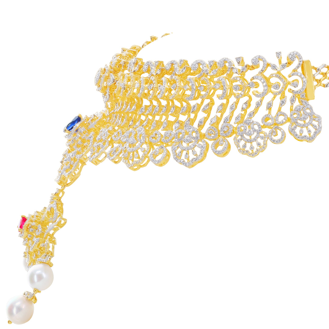 7.58Ct VVS/EF Diamond Choker With Changeable Gemstones in 18K Gold