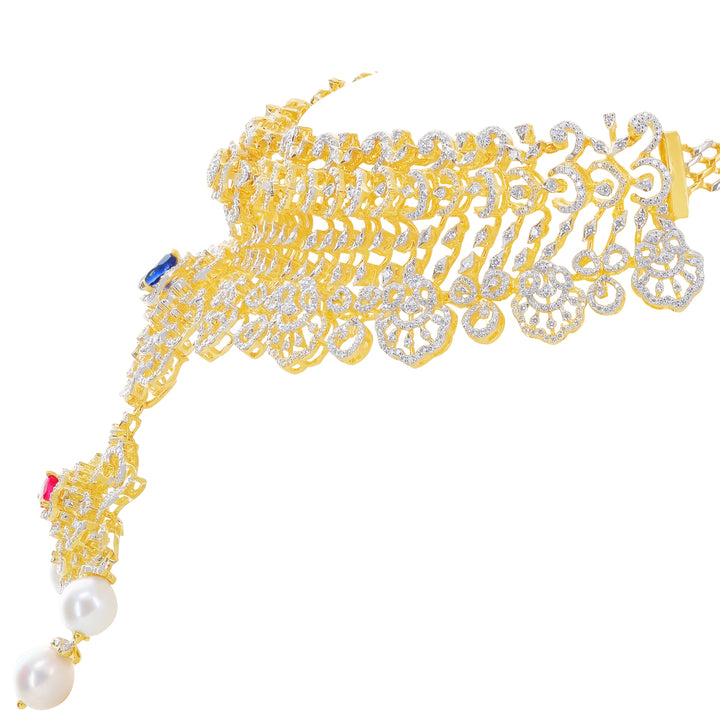 7.58Ct VVS/EF Diamond Choker With Changeable Gemstones in 18K Gold