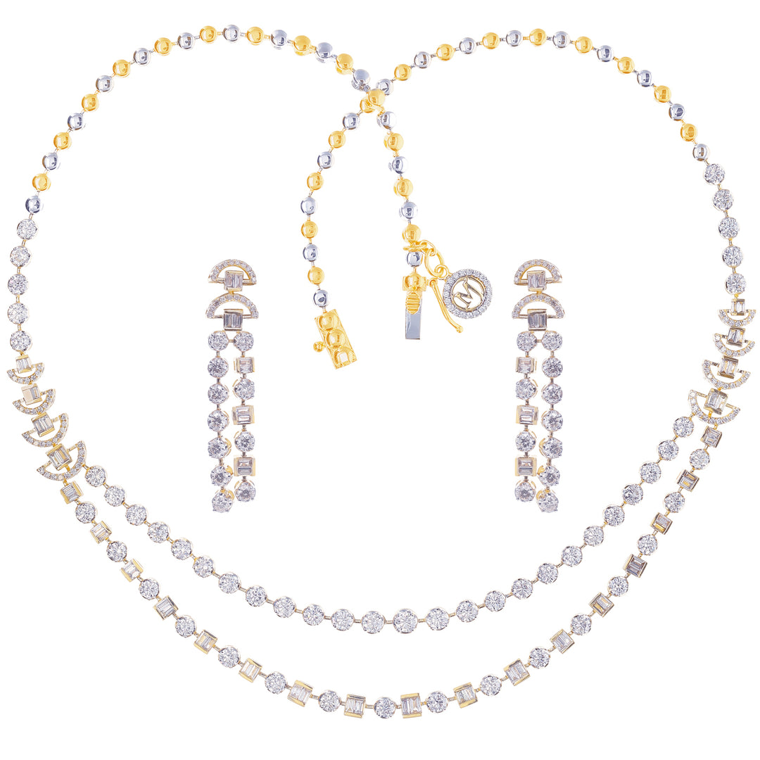 8.31Ct VS/GHI Diamond Necklace Set in 18K Gold