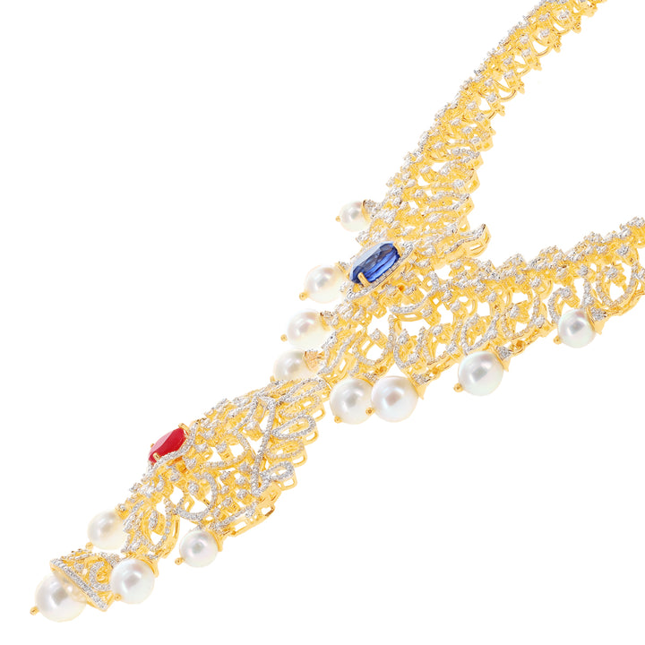 9.84Ct VVS/EF Diamond Necklace With Changeable Gemstones in 18K Gold