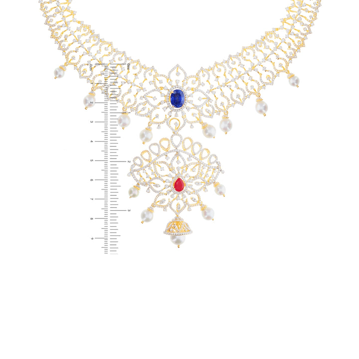9.84Ct VVS/EF Diamond Necklace With Changeable Gemstones in 18K Gold