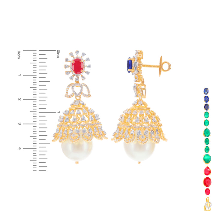 13.51Ct VVS/EF Diamond Necklace Set With Changeable Gemstones in 18K Gold