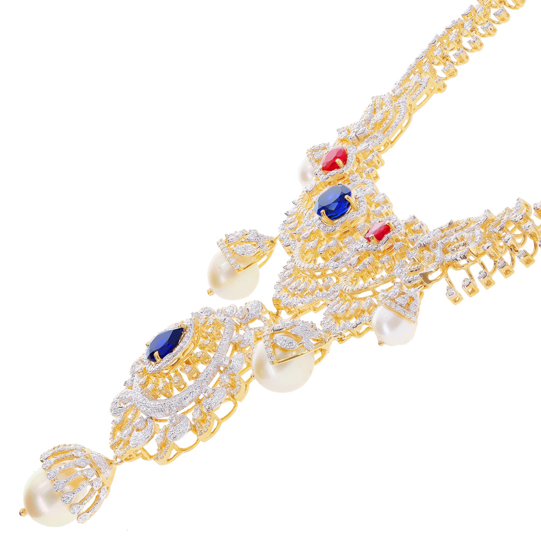 13.51Ct VVS/EF Diamond Necklace Set With Changeable Gemstones in 18K Gold