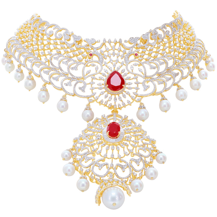 13.86Ct VVS/EF Diamond Choker With Changable Gemstones in 18K Gold