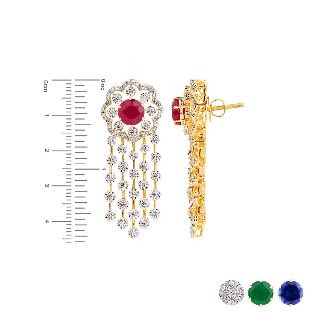 11.00Ct VVS/FG Diamond Necklace Set With Changeable Gemstones in 18K Gold