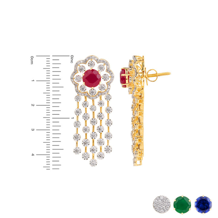 11.00Ct VVS/FG Diamond Necklace Set With Changeable Gemstones in 18K Gold