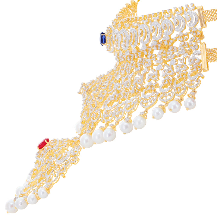 15.16Ct VVS/EF Diamond Choker With Changeable Gemstones in 18K Gold