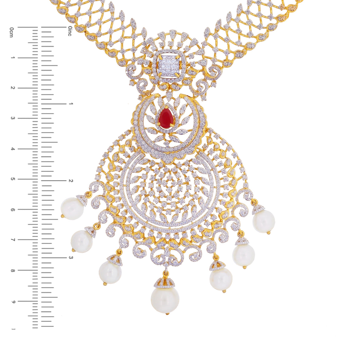 17.16Ct VVS/EF Diamond Patta Haarm With Changeable Gemstones in 18K Gold