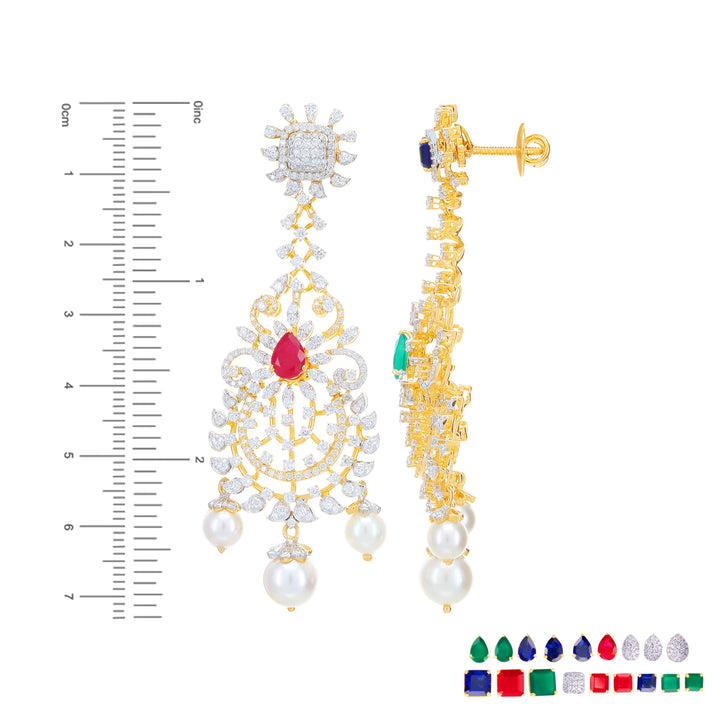 17.16Ct VVS/EF Diamond Patta Haarm With Changeable Gemstones in 18K Gold