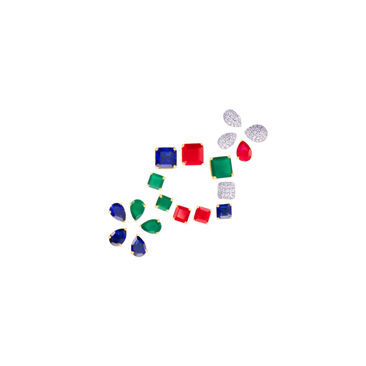 17.16Ct VVS/EF Diamond Patta Haarm With Changeable Gemstones in 18K Gold