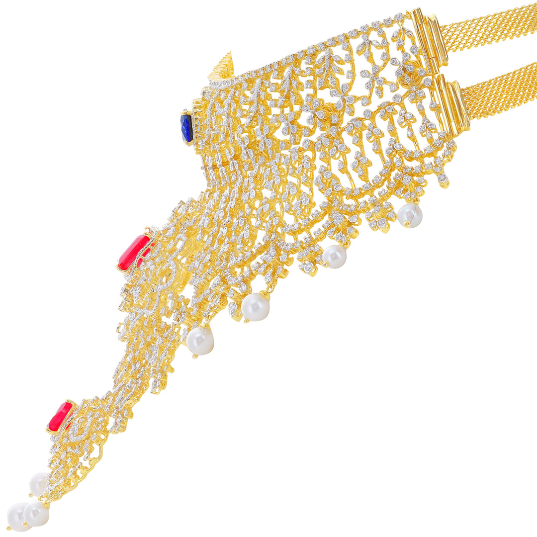 15.90Ct VVS/EF Diamond Choker With Changeable Gemstones in 18K Gold