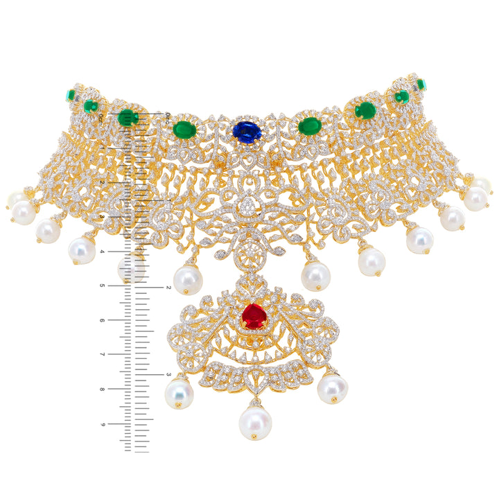 15.51Ct VVS/EF Diamond Choker Set With Changeable Gemstones in 18K Gold