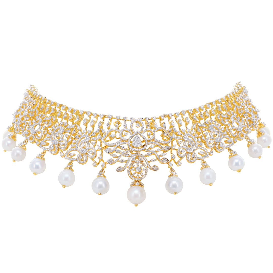 15.51Ct VVS/EF Diamond Choker Set With Changeable Gemstones in 18K Gold