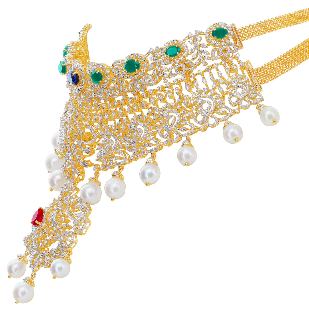 15.51Ct VVS/EF Diamond Choker Set With Changeable Gemstones in 18K Gold