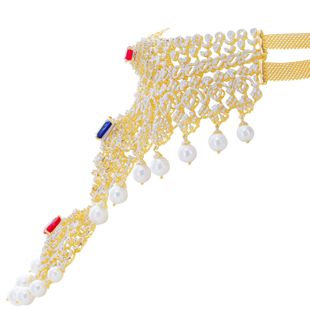 15.16Ct VVS/EF Diamond Choker With Changeable Gemstones in 18K Gold