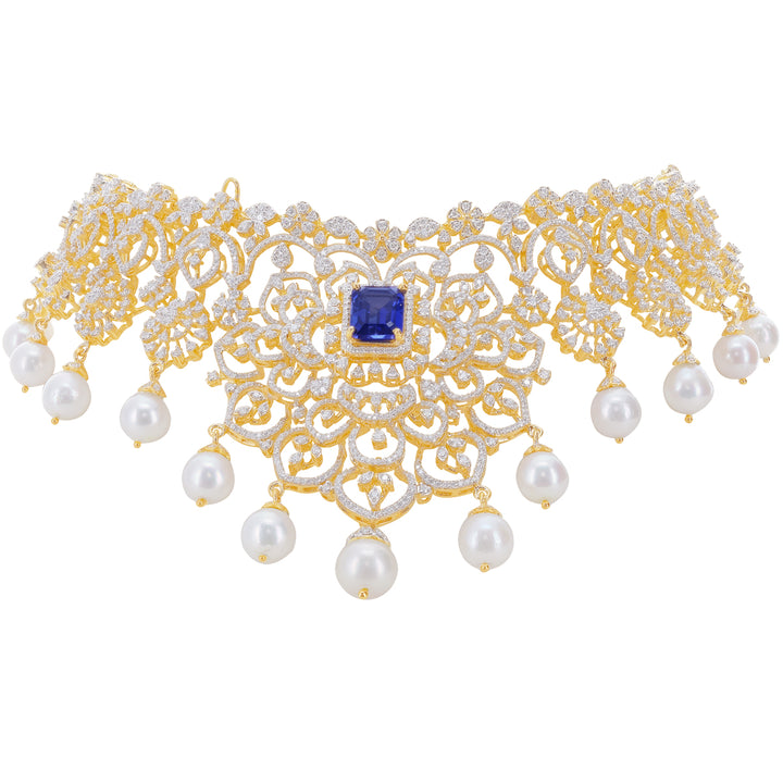 15.16Ct VVS/EF Diamond Choker With Changeable Gemstones in 18K Gold
